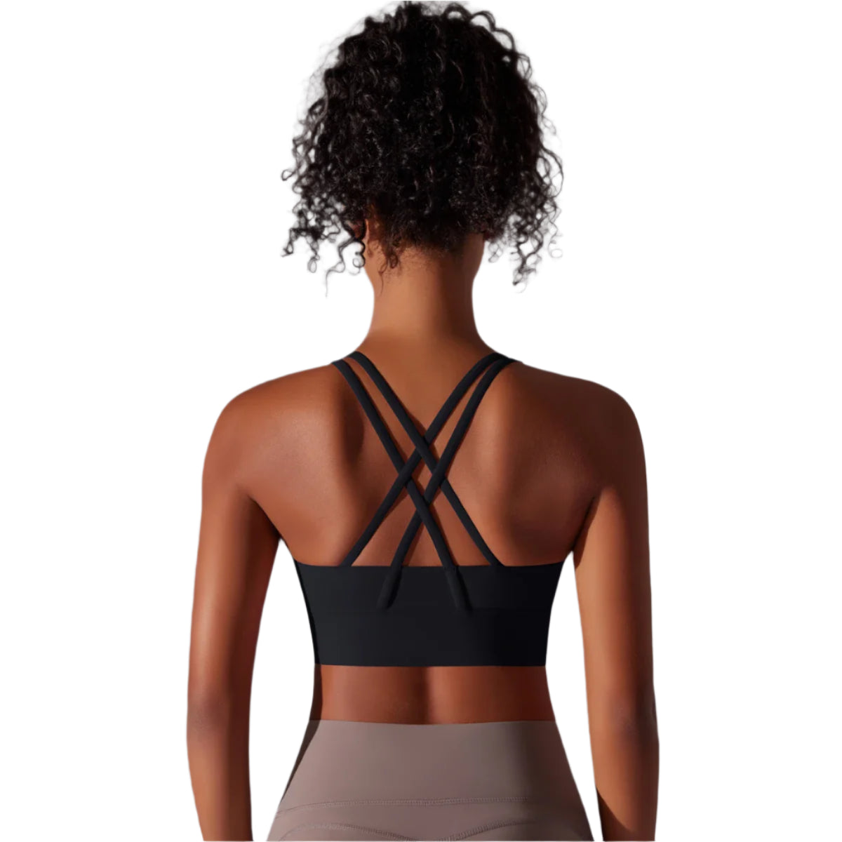 Xooie Fit criss-cross back sports bra showcasing support and style for activewear enthusiasts