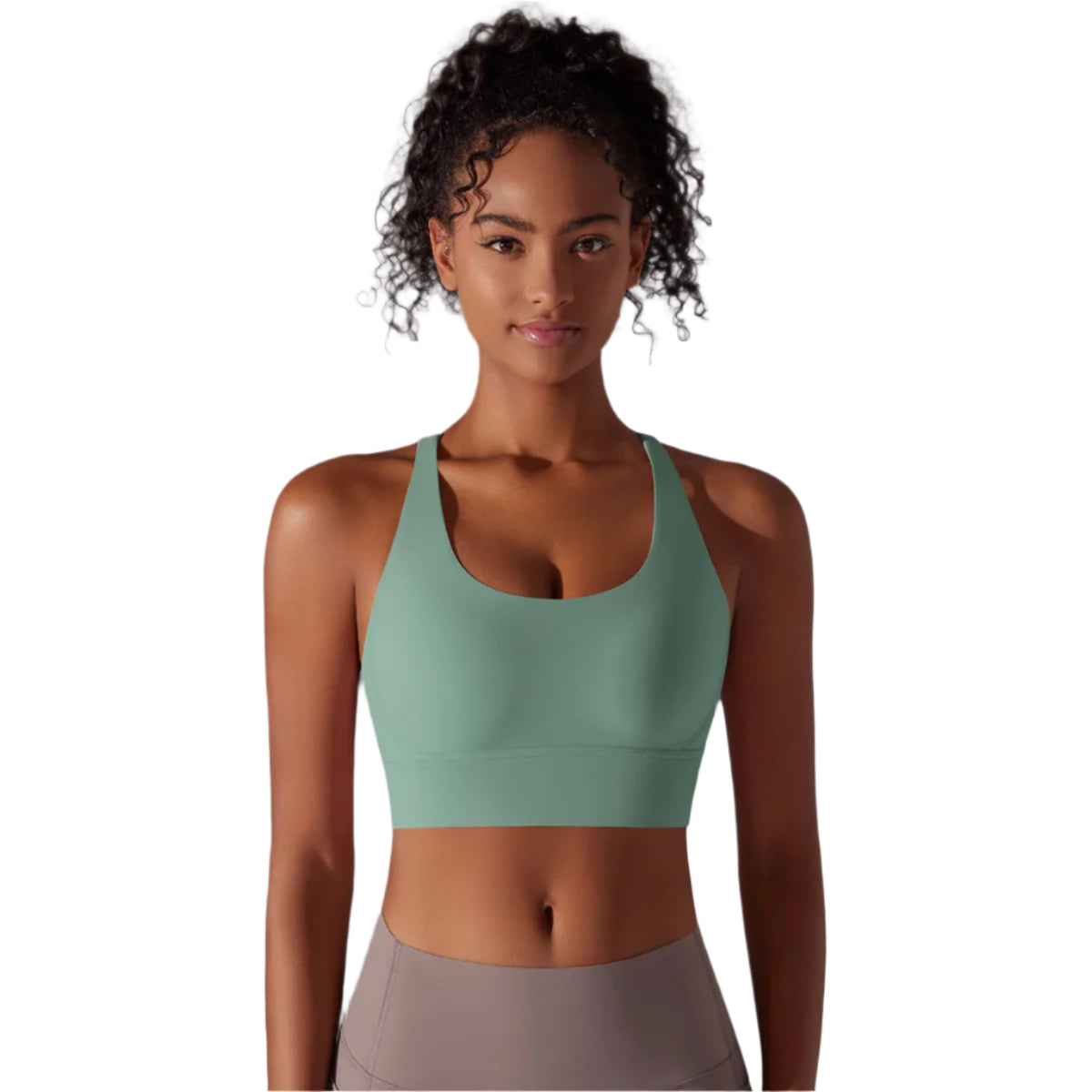 Xooie Fit Criss-Cross Back Sports Bra in Green with Comfortable Stretch for Active Wear
