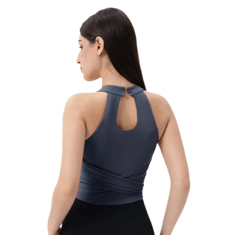 Xooie Fit Fitted Workout Top for Women with a stylish back design for comfort during exercise