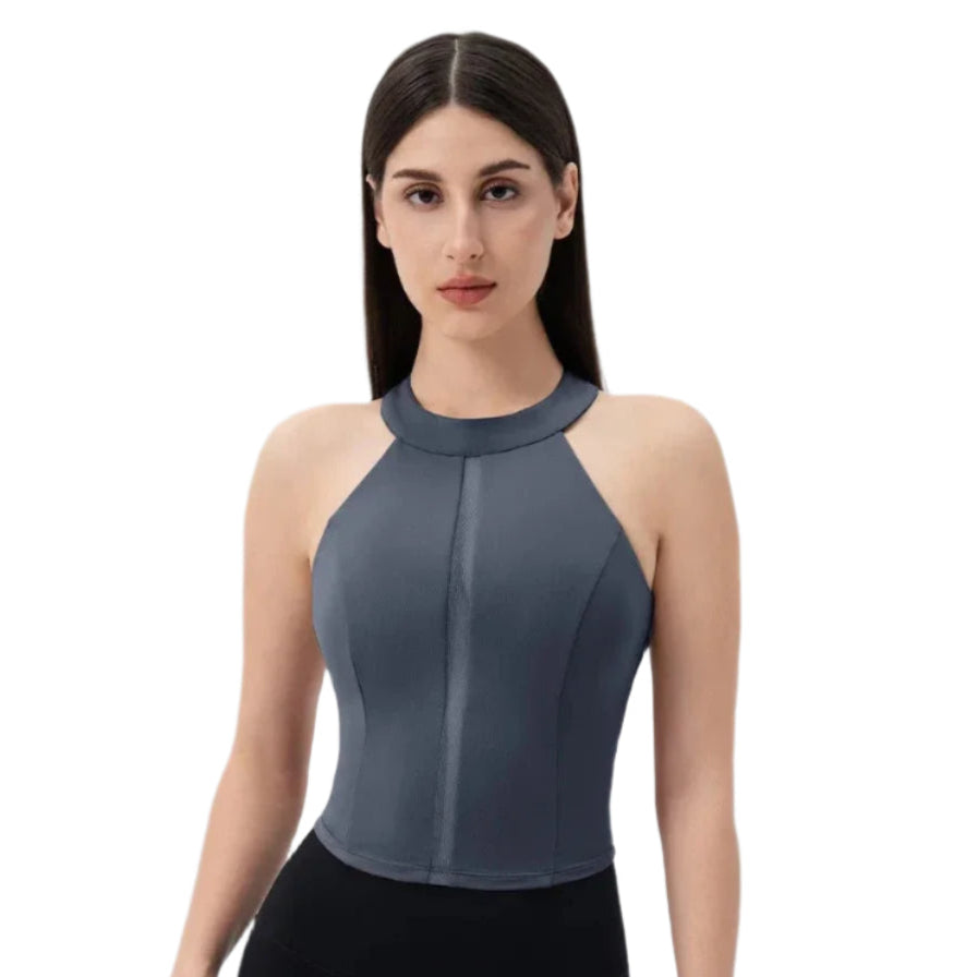 Xooie Fit Fitted Workout Top for Women in Gray with a Stylish Design and Comfortable Fit