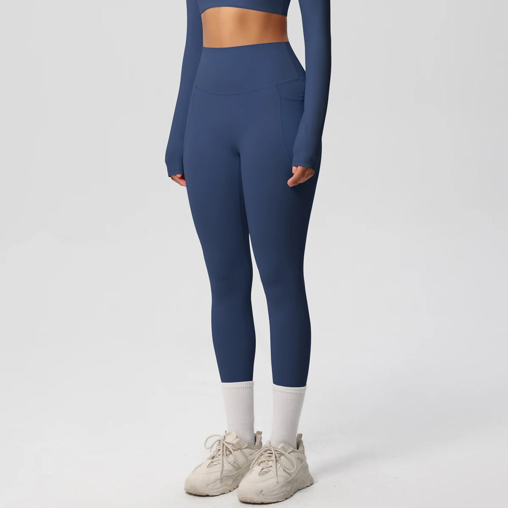 Xooie Fit High Intensity Pocket Leggings in Blue for Active Wear and Fitness Enthusiasts