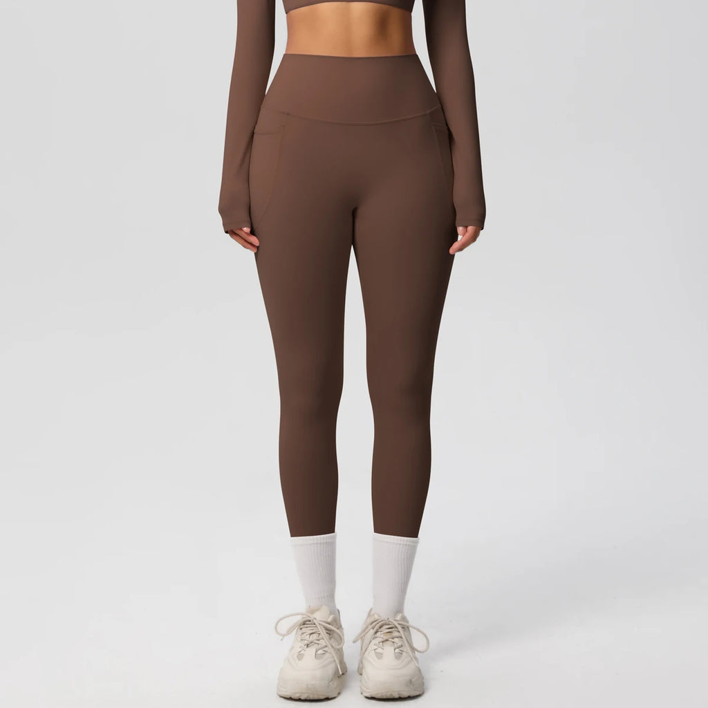 Xooie Fit High Intensity Pocket Leggings in Brown for Comfort and Performance