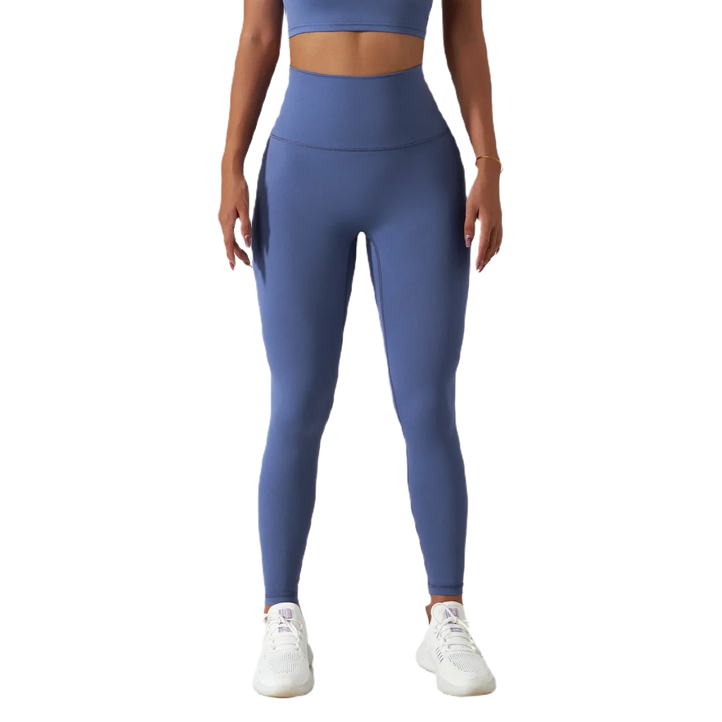 Xooie Fit high waist active leggings in blue with side pockets for comfort during workouts