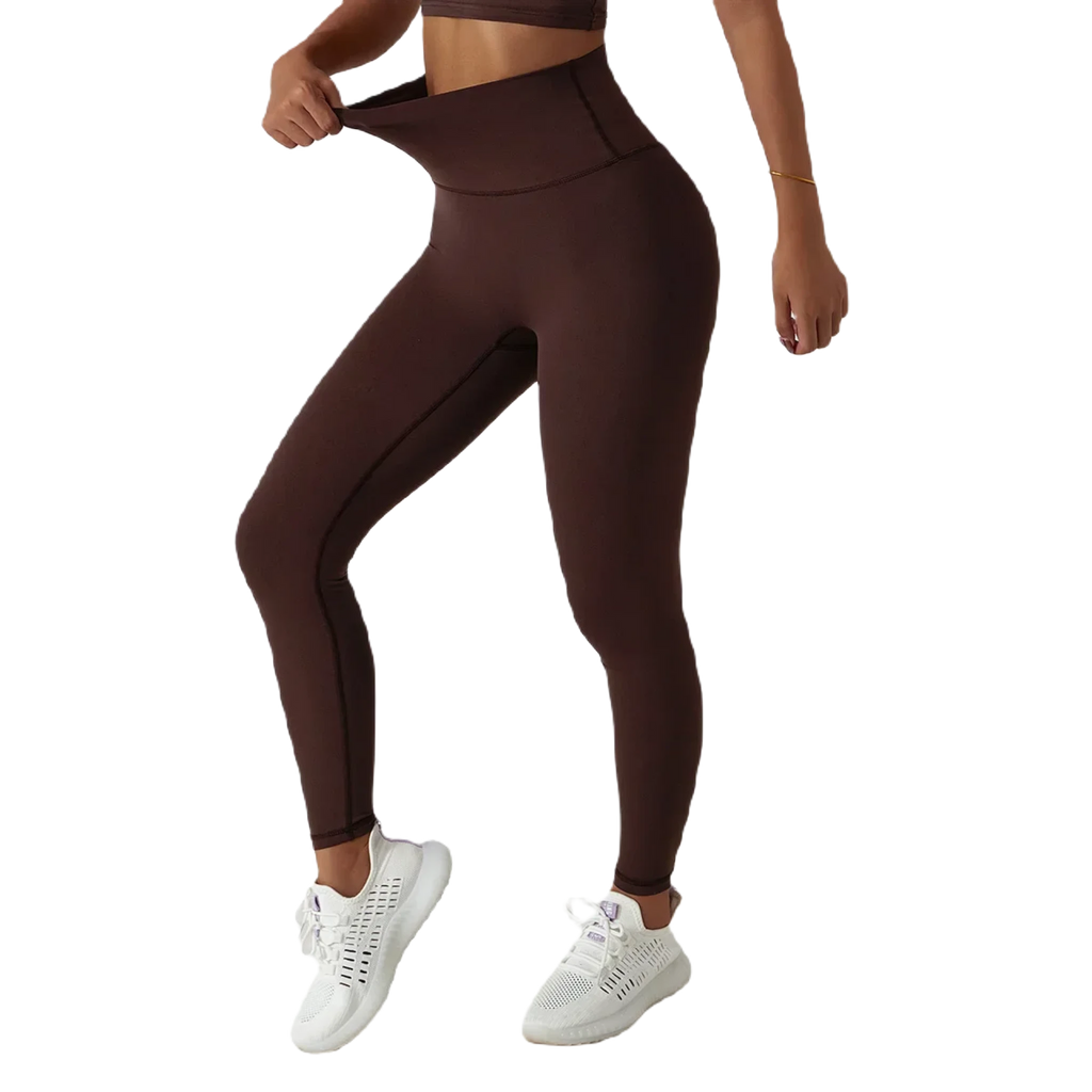 Xooie Fit High Waist Active Leggings in Brown for Comfortable Workout and Stretchy Fit