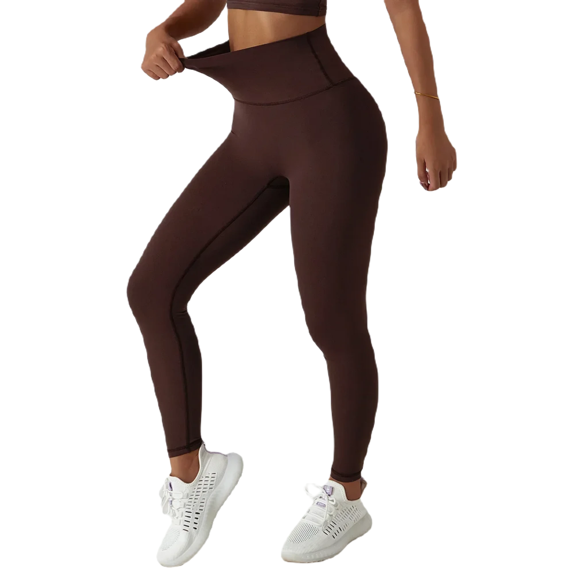 Xooie Fit High Waist Active Leggings in Brown for Comfortable Workout and Stretchy Fit