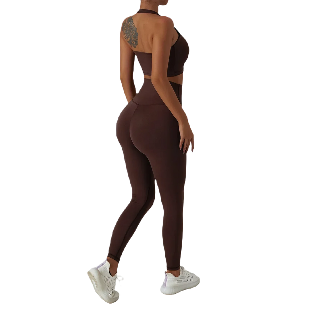Xooie Fit High Waist Active Leggings in Brown for Comfortable Workout and Movement