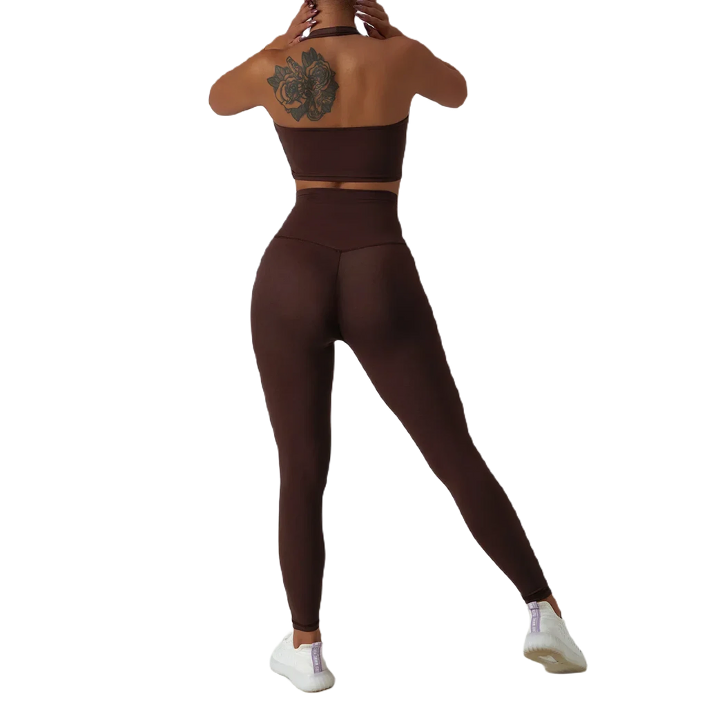Xooie Fit high waist active leggings in brown, perfect for workouts and everyday wear