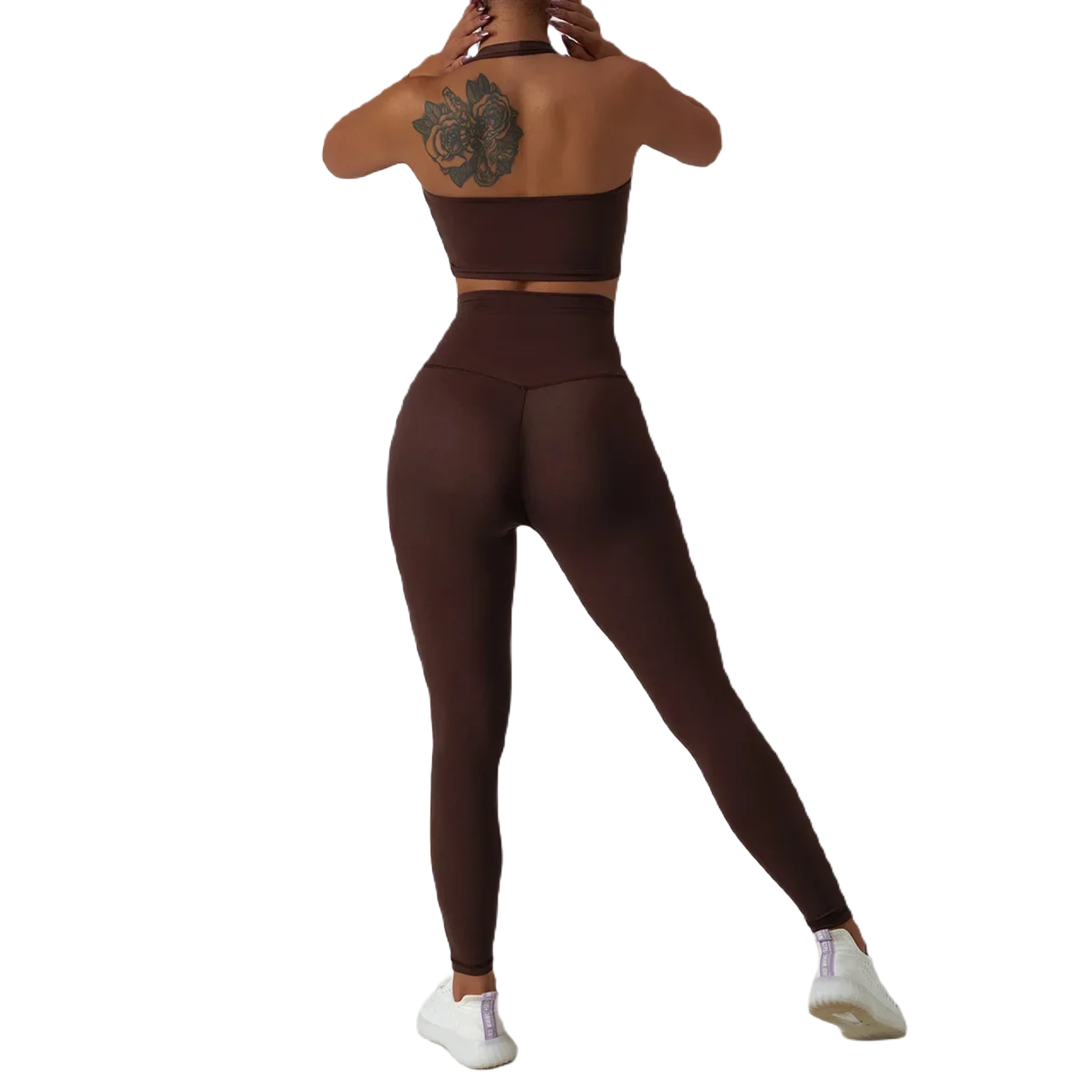 Xooie Fit high waist active leggings in brown, perfect for workouts and everyday wear
