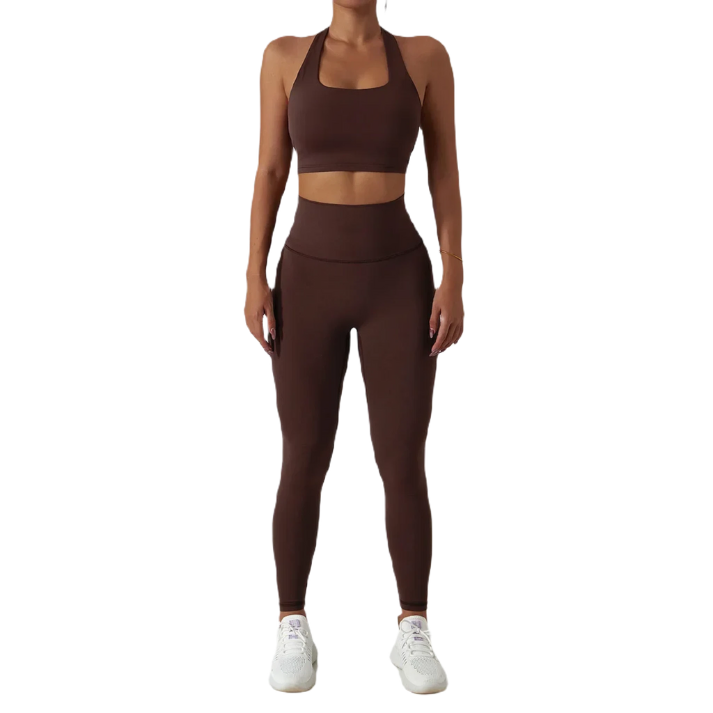 Xooie Fit high waist active leggings in brown, designed for comfort and performance during workouts