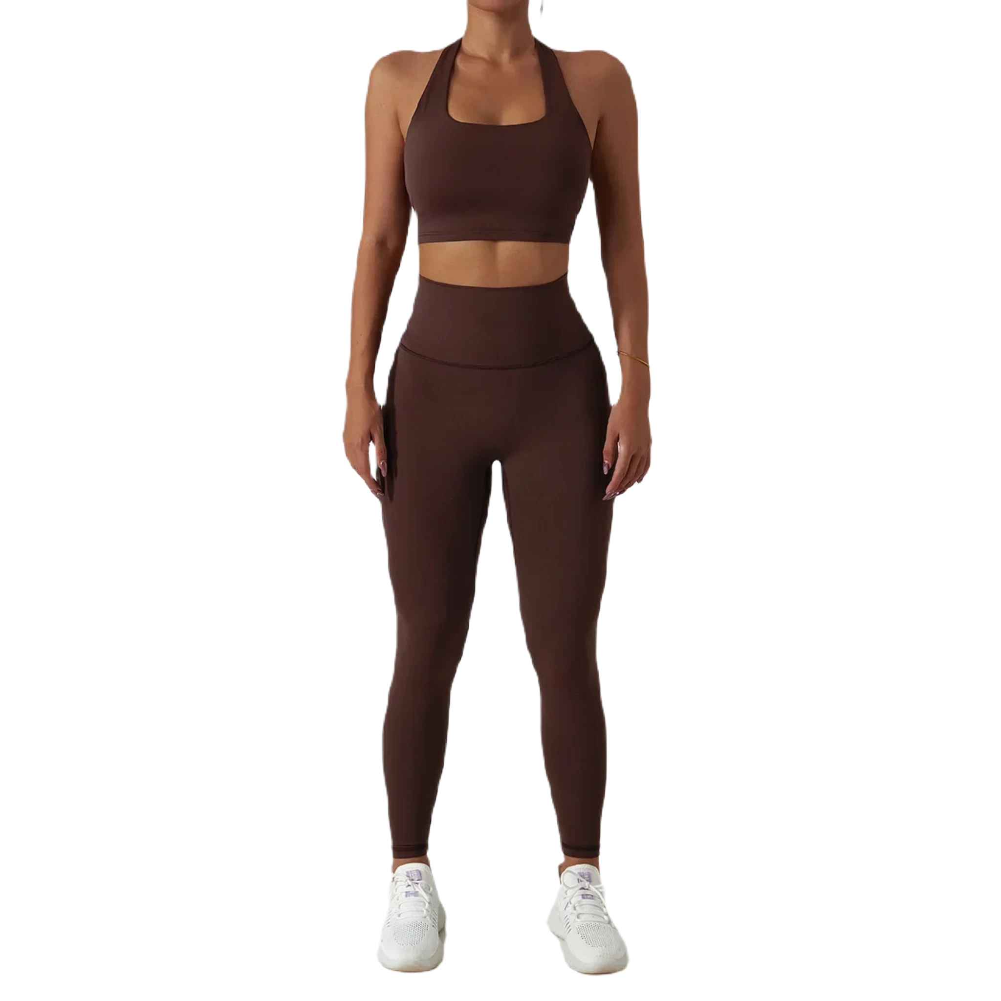 Xooie Fit high waist active leggings in brown, designed for comfort and performance during workouts