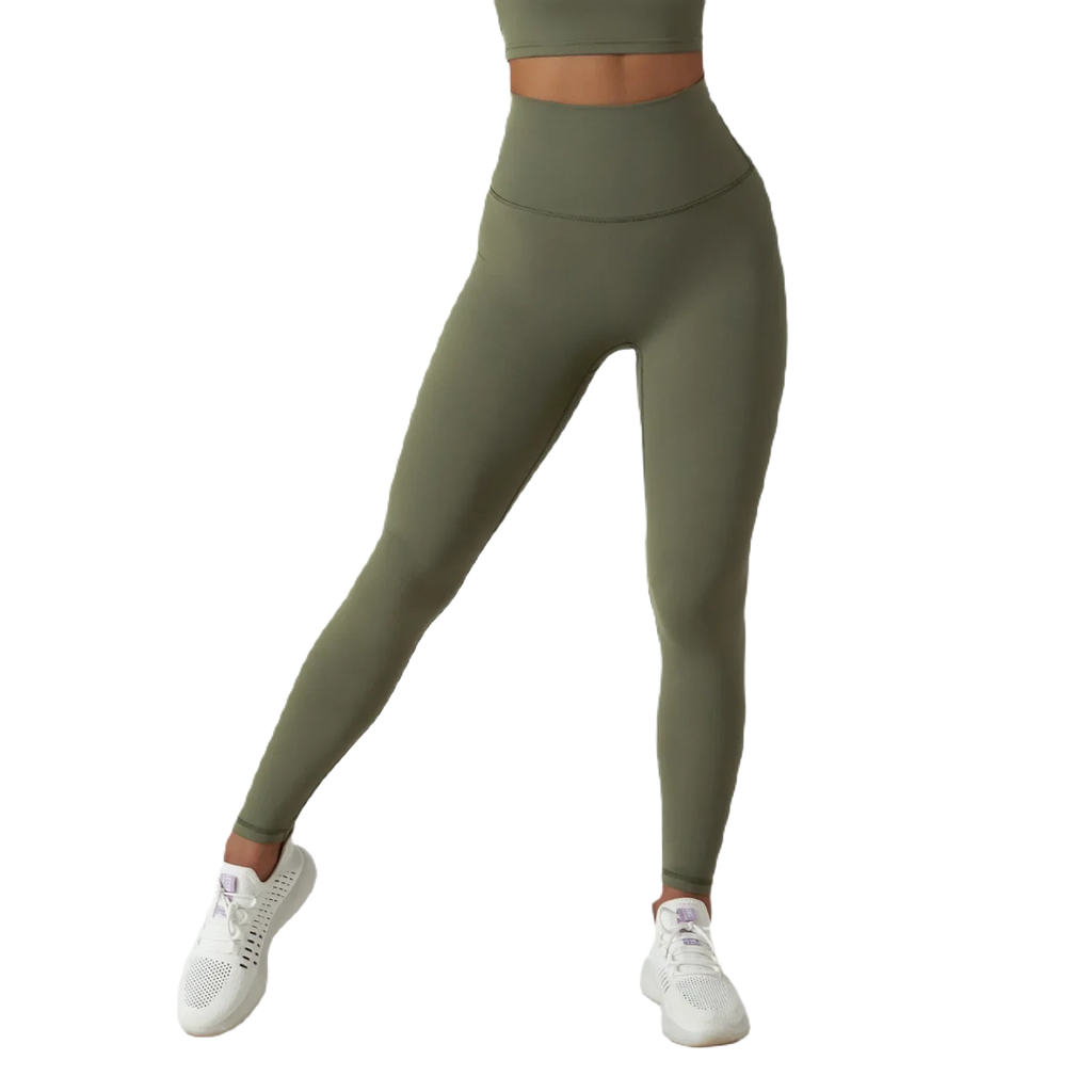Xooie Fit high waist active leggings in olive green for comfortable workouts and stylish performance