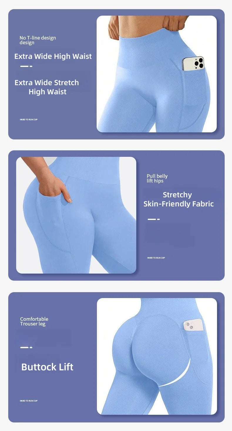 Xooie Fit high-waist leggings with pockets featuring extra wide waist and buttock lift design