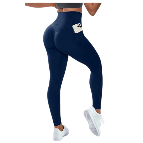 Xooie Fit navy high-waist leggings with pockets for active wear and comfort during workouts