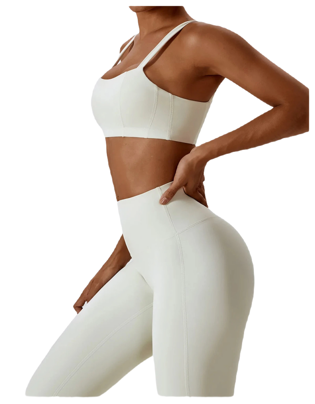 Xooie Fit high-waisted active leggings in white, designed for comfort and stylish workouts