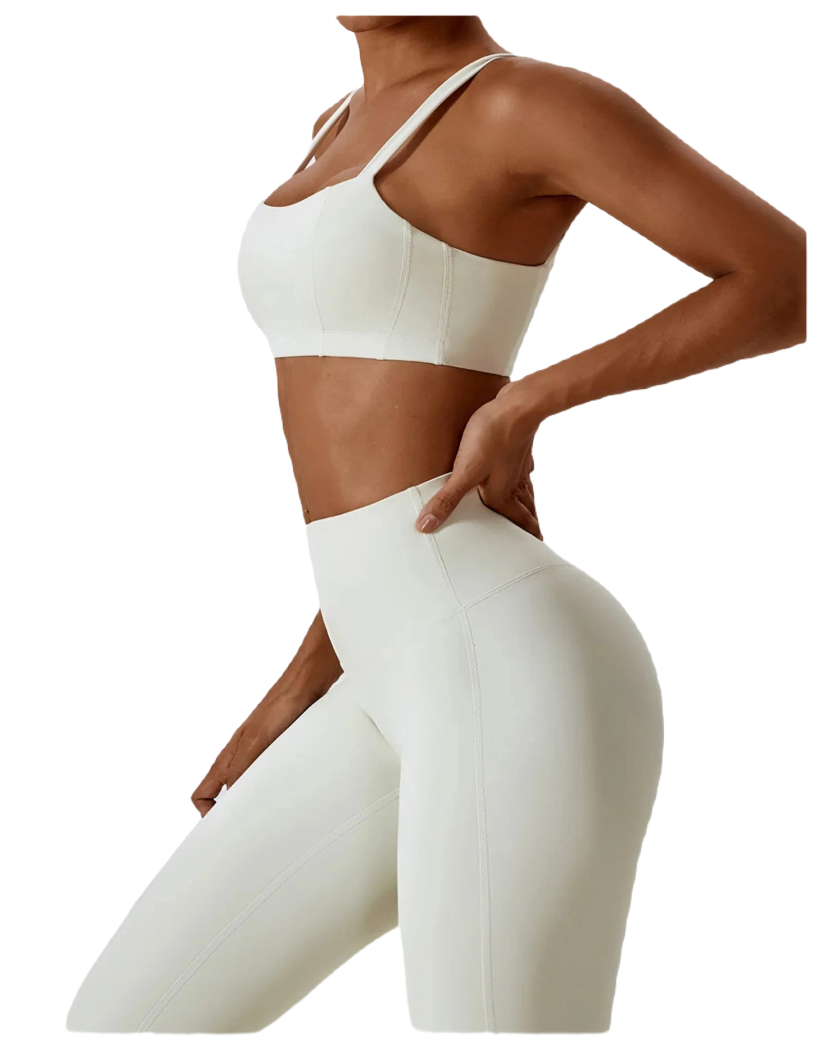 Xooie Fit high-waisted active leggings in white, designed for comfort and stylish workouts