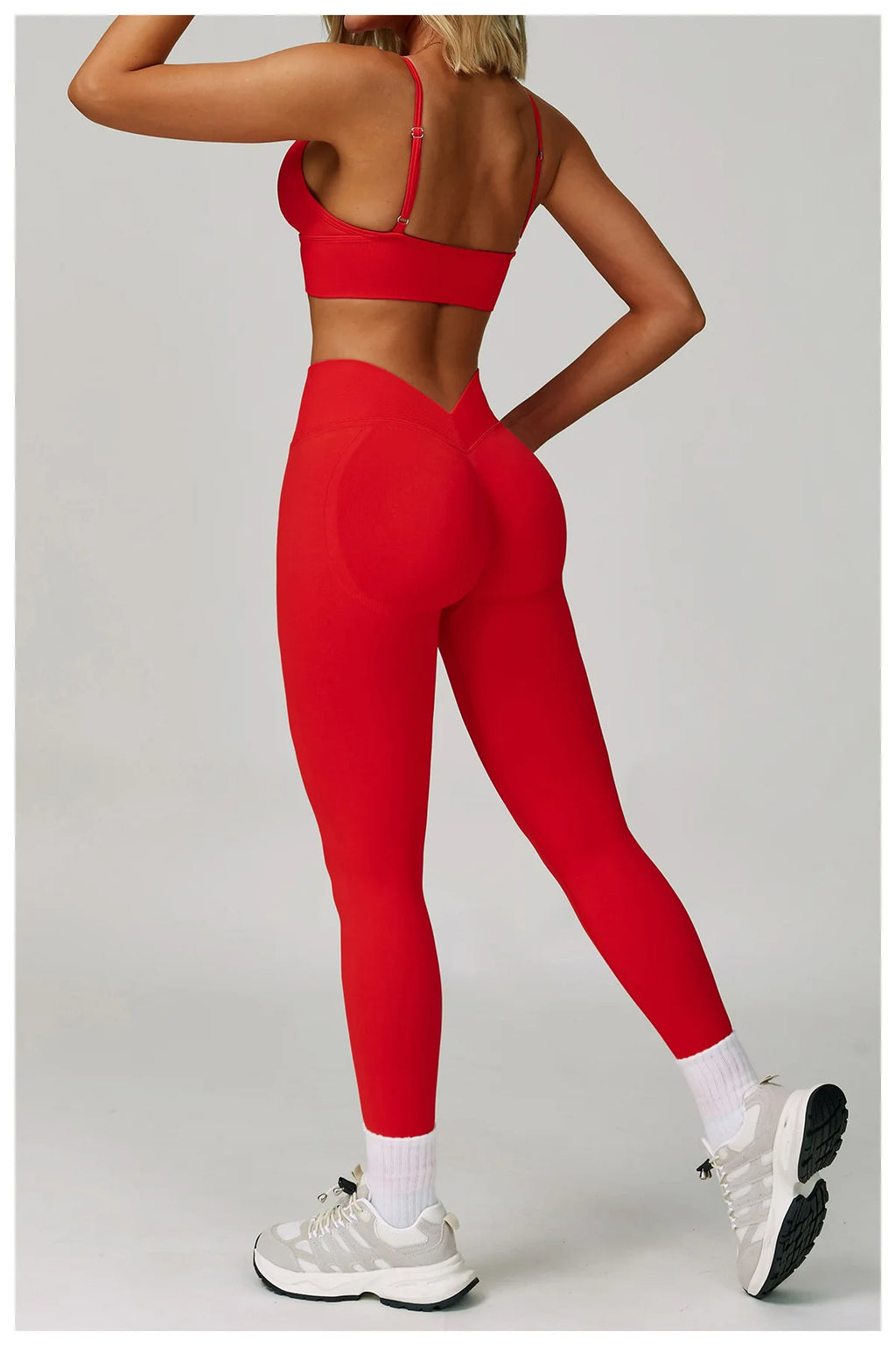 Xooie Fit high waisted leggings and sports bra set in vibrant red for stylish workouts