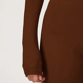 Xooie Fit long sleeve backless top and flare pants set in a stylish brown color