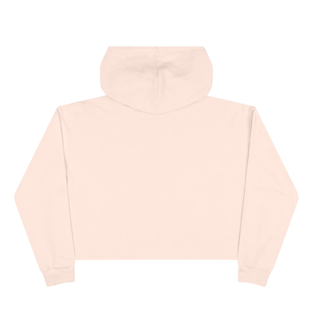 Minimalist crop active hoodie, pale pink back view with hood