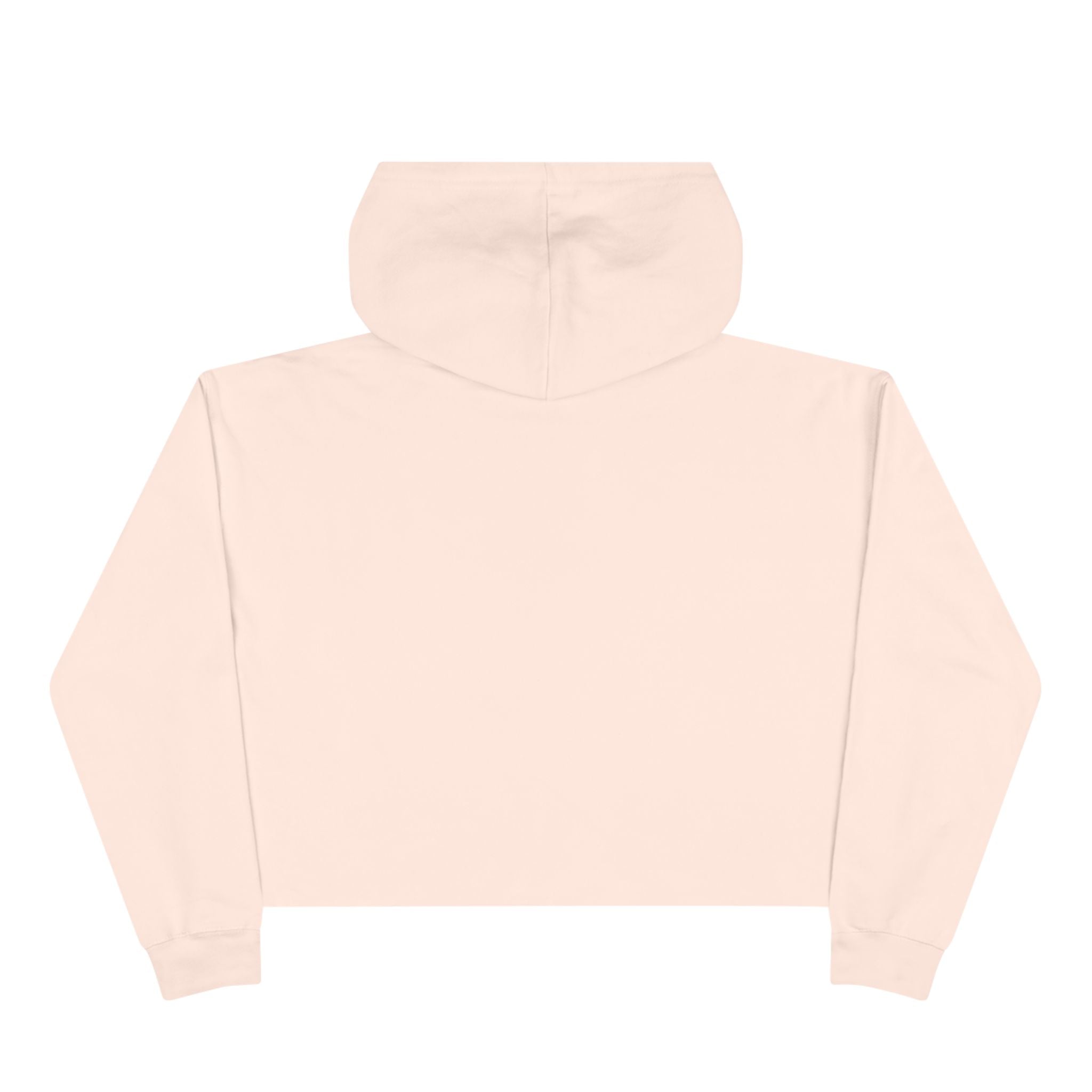 Minimalist crop active hoodie, pale pink back view with hood