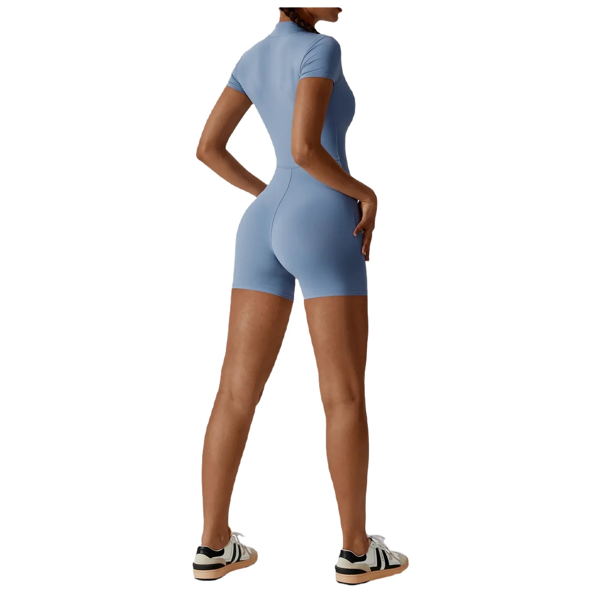 Xooie Fit One-Piece Workout Outfit in Light Blue for Comfortable Exercise and Activewear