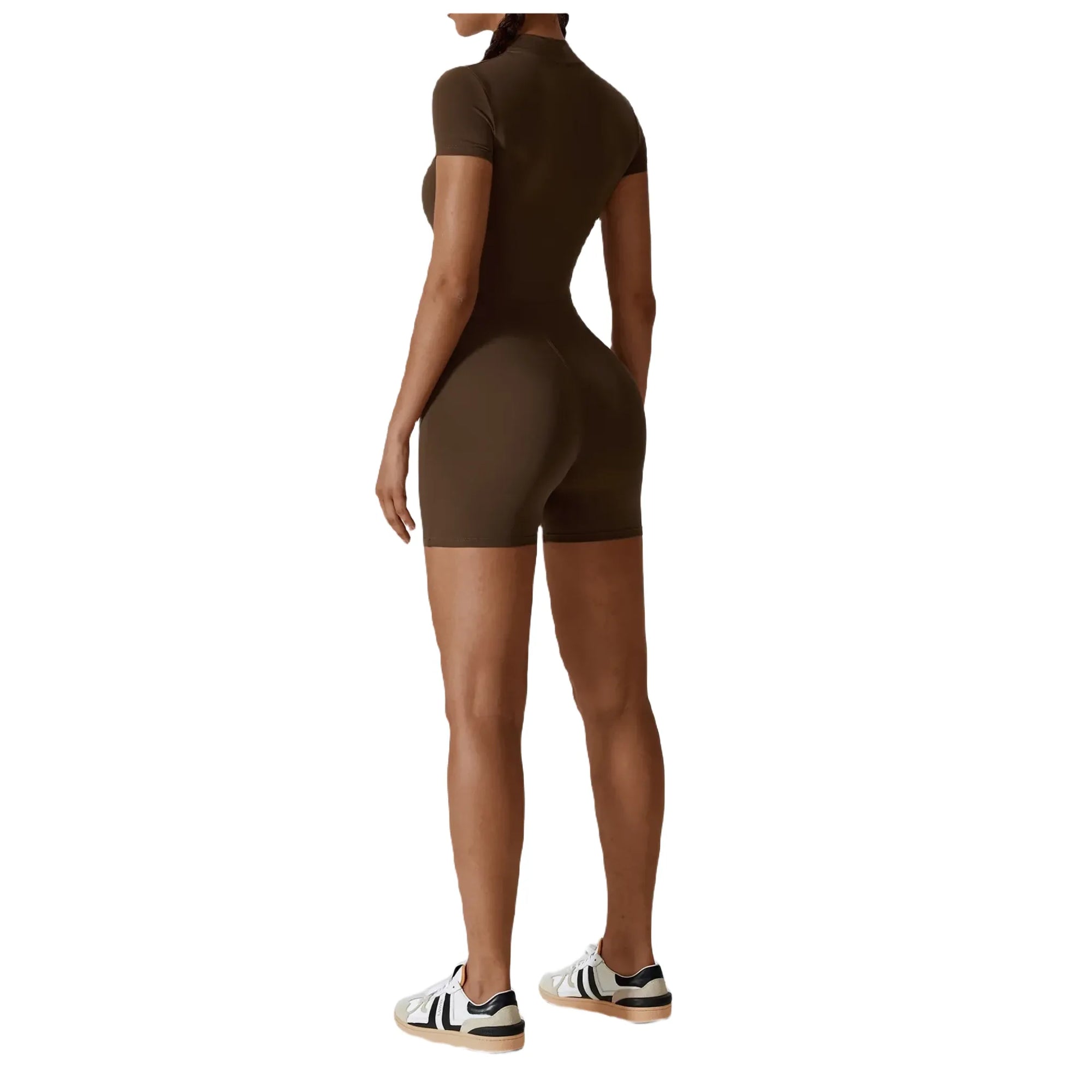 Xooie Fit one-piece workout outfit in brown with a fitted design for optimal comfort and style