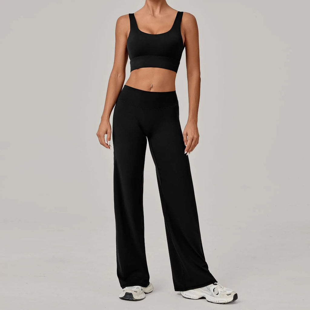 Luxe Launch | Crop Top Open Back Bra + Flare Pants Matching Set