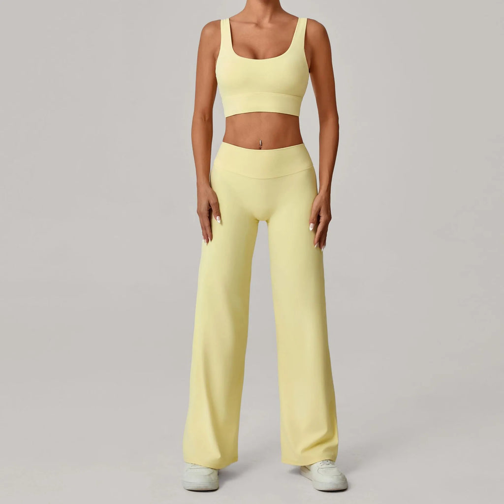 Luxe Launch | Crop Top Open Back Bra + Flare Pants Matching Set