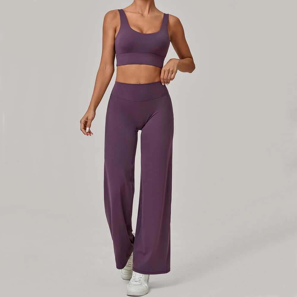 Luxe Launch | Crop Top Open Back Bra + Flare Pants Matching Set