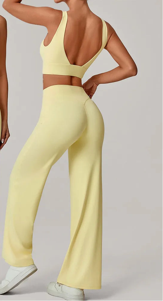 Luxe Launch | Crop Top Open Back Bra + Flare Pants Matching Set