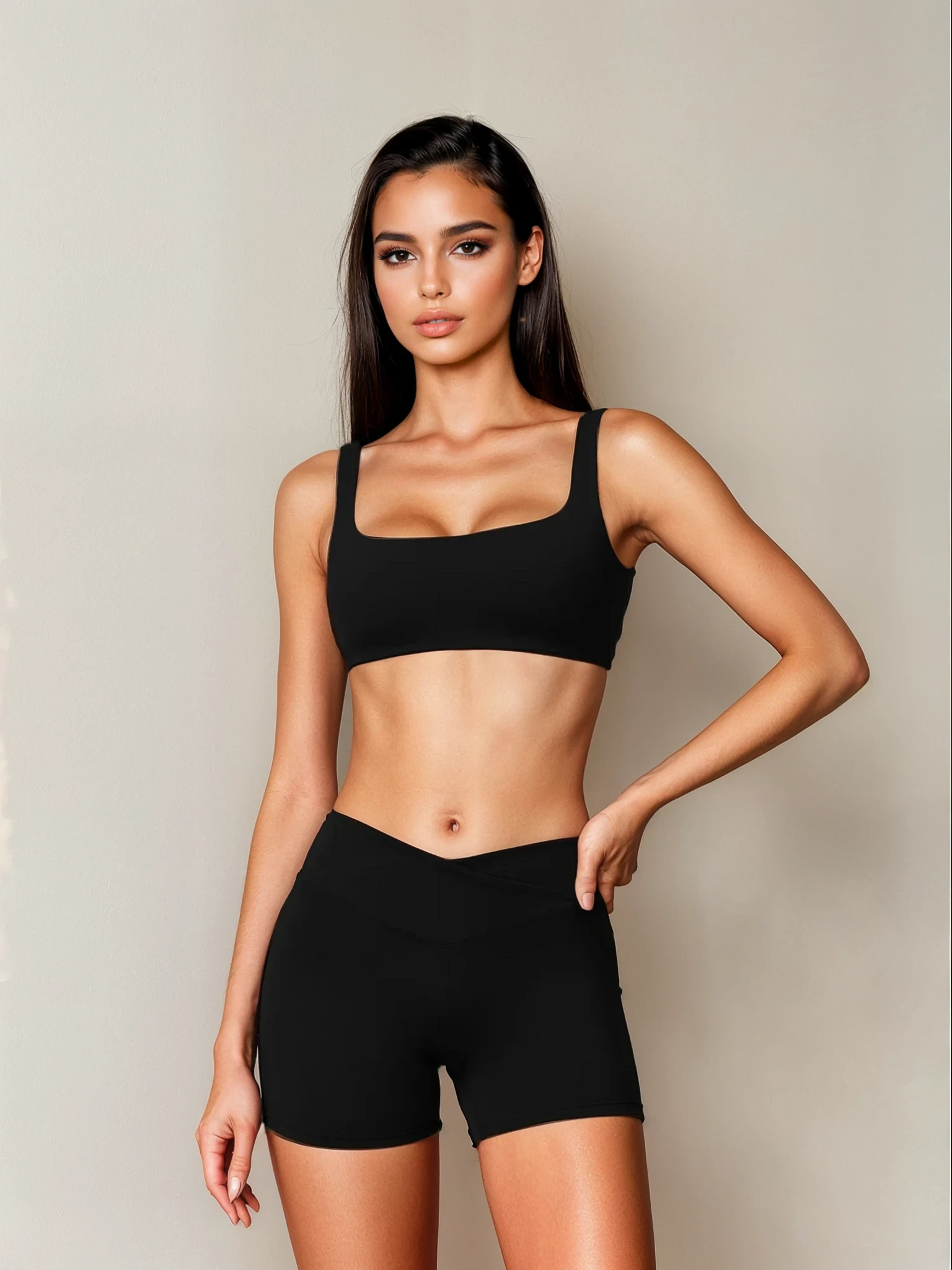 Xooie Fit Black Sports Bra and Shorts Set for Comfortable Activewear
