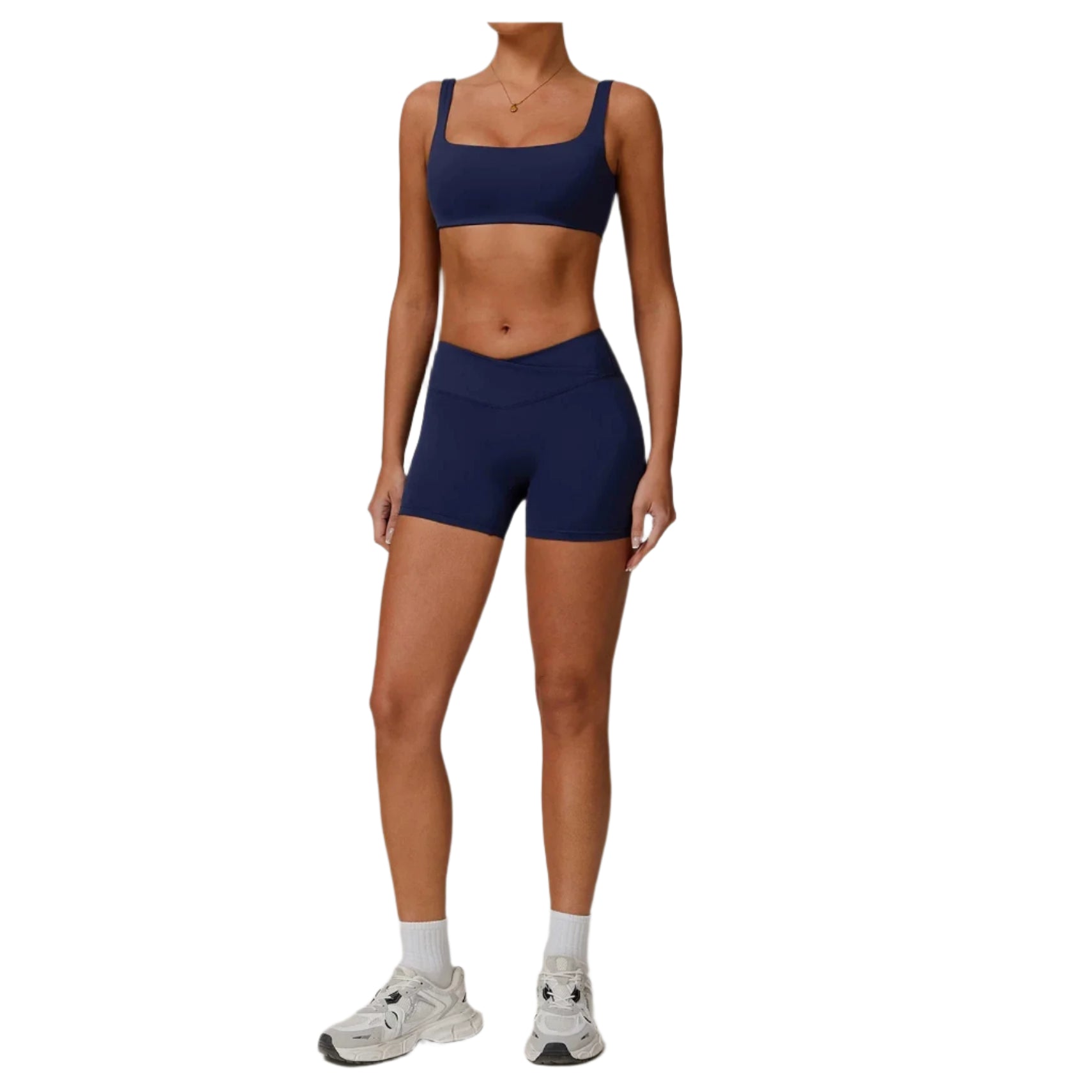 Xooie Fit Sports Bra and Shorts Set in Navy Blue for Comfortable Workouts and Active Lifestyle