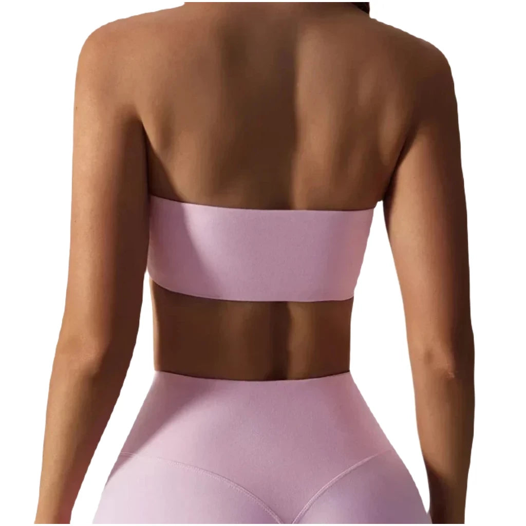 Xooie Fit Strapless Sports Bra in Soft Pink for Comfortable and Stylish Workout Support