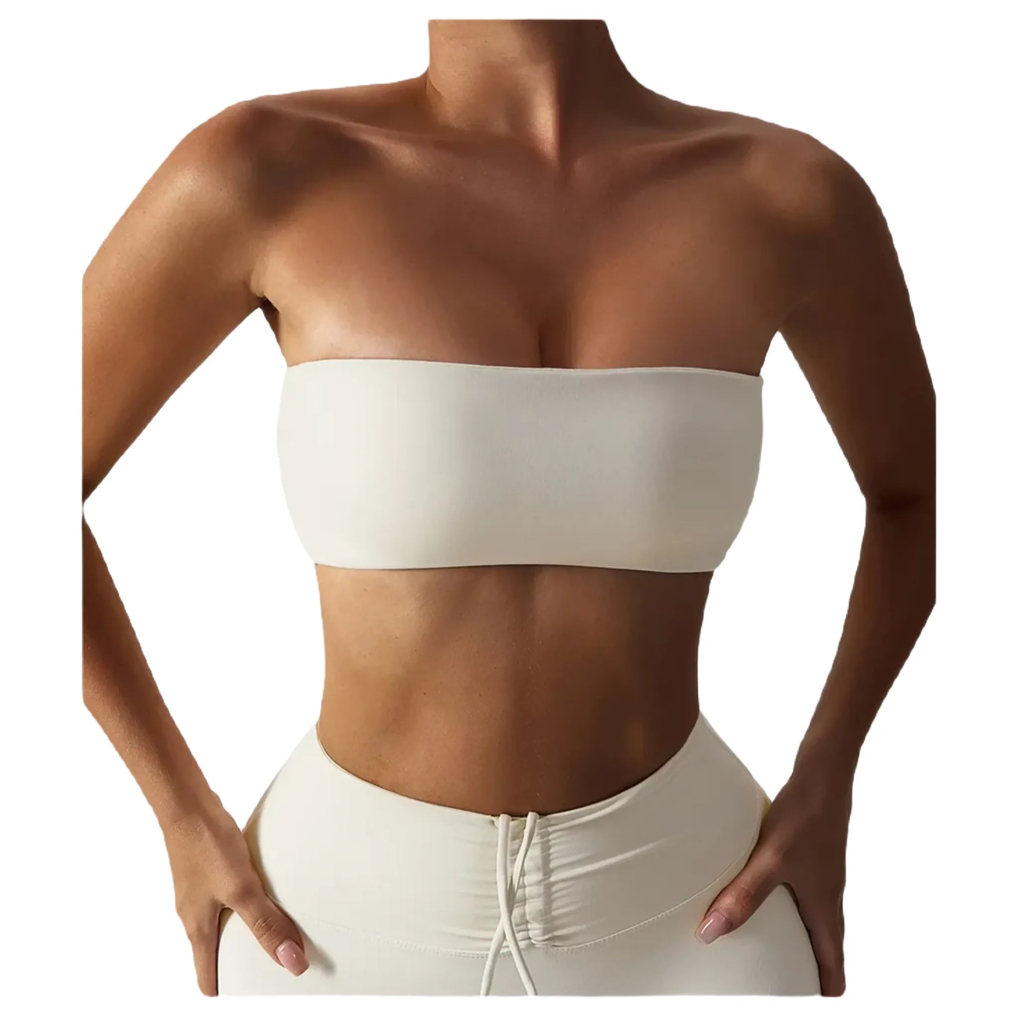 Xooie Fit Strapless Sports Bra in White, Offering Comfort and Support for Active Lifestyles