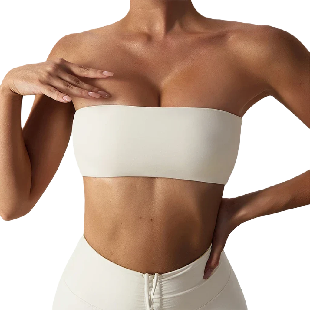 Xooie Fit Strapless Sports Bra in White for Comfortable and Stylish Workout Support