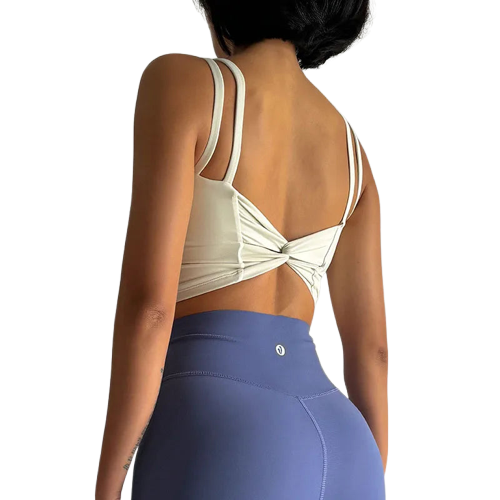 Xooie Fit stylish fitness bra with a back twist design for a comfortable and trendy workout experience