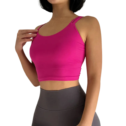 Xooie Fit Stylish Fitness Bra in vibrant pink with a stylish design for workouts and casual wear