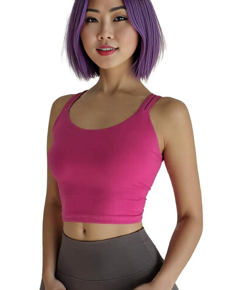Xooie Fit Stylish Fitness Bra in Bright Pink with Supportive Straps for Active Women