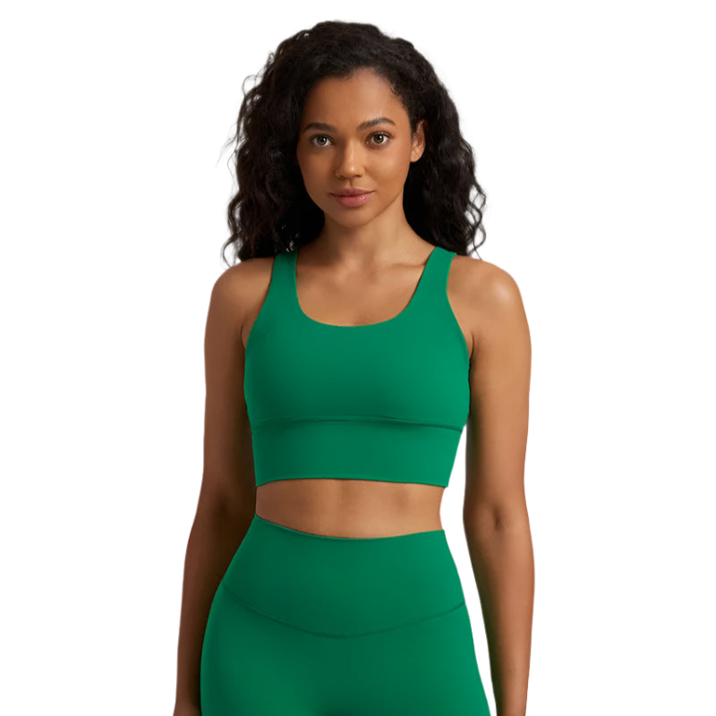 Xooie Fit unique back design sports bra in green for ultimate comfort and style during workouts