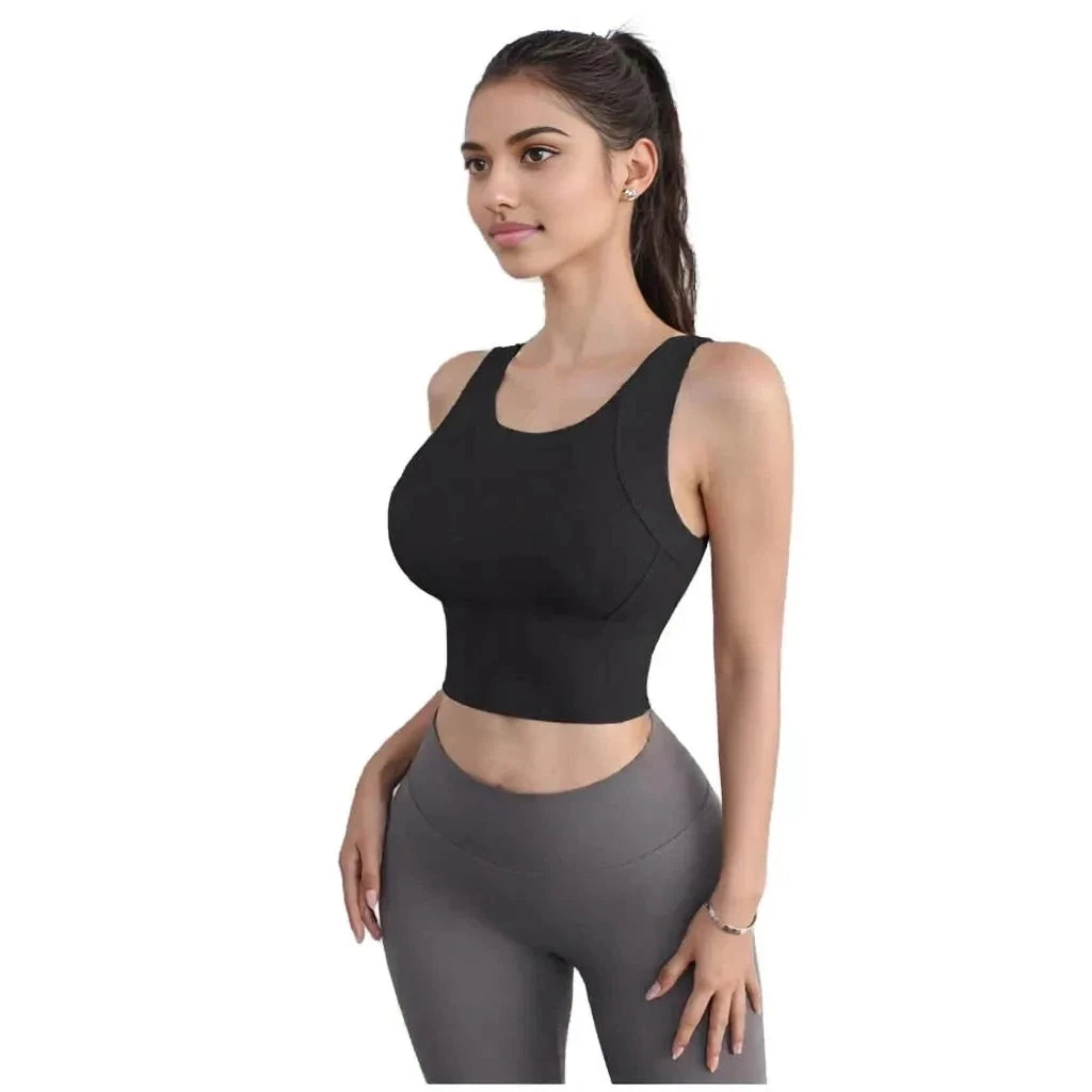Xooie Fit Women's Activewear Top in Black with a Comfortable, Supportive Design for Workouts