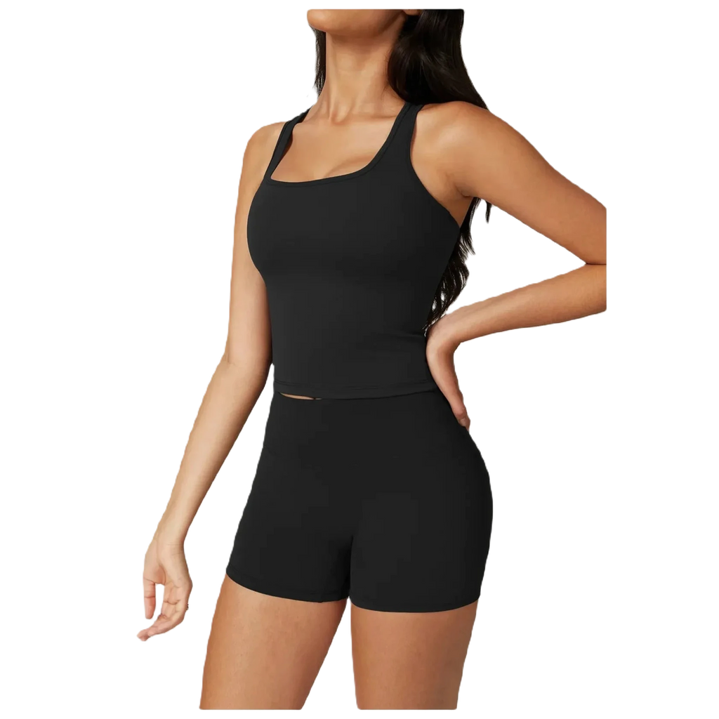 Xooie Fit women's activewear top in black with a comfortable fit for workouts and casual wear