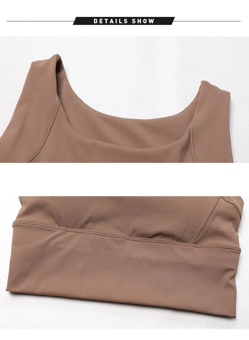 Xooie Fit women's activewear top in beige with a comfortable and supportive design