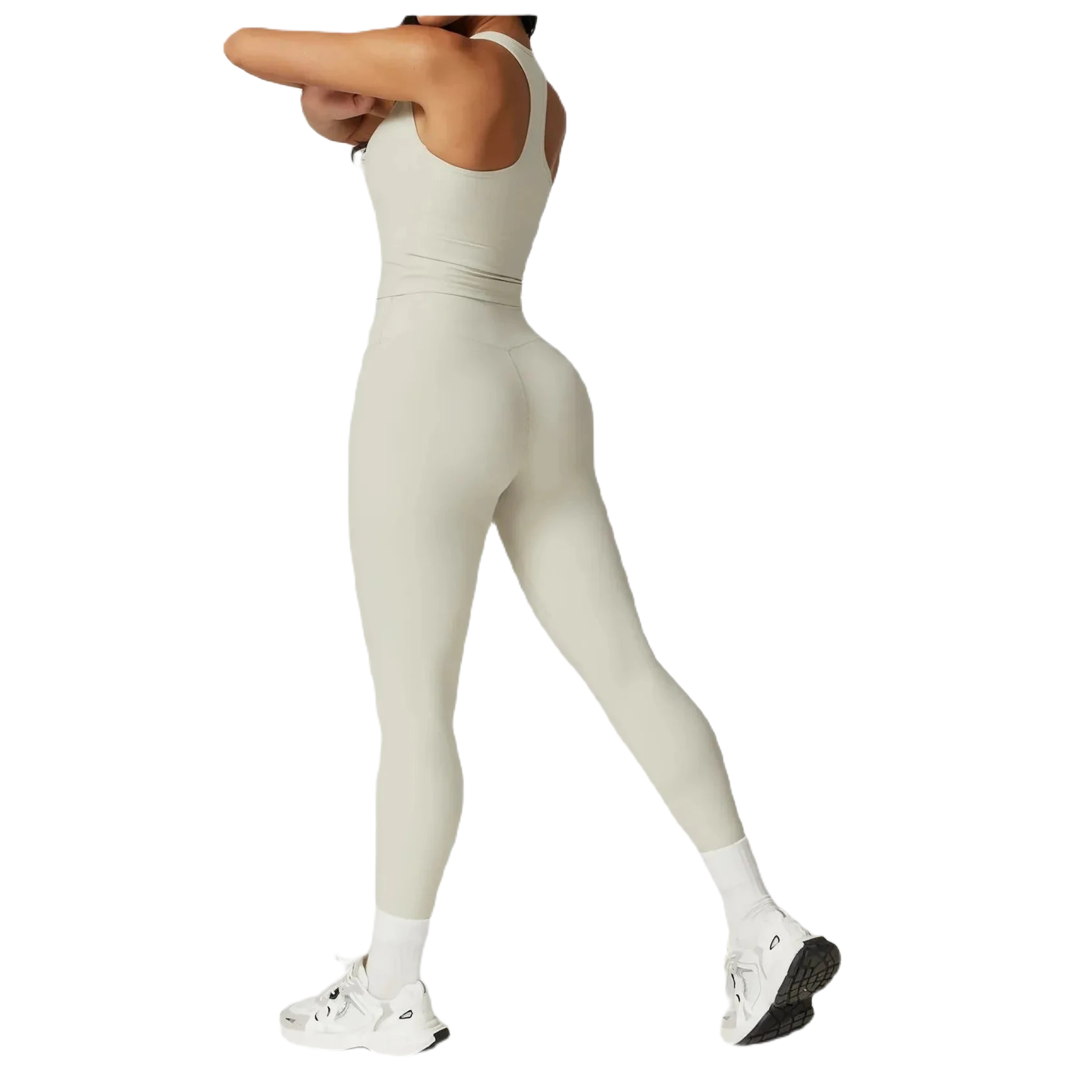 Xooie Fit Women's Activewear Top in light gray with a stylish racerback design