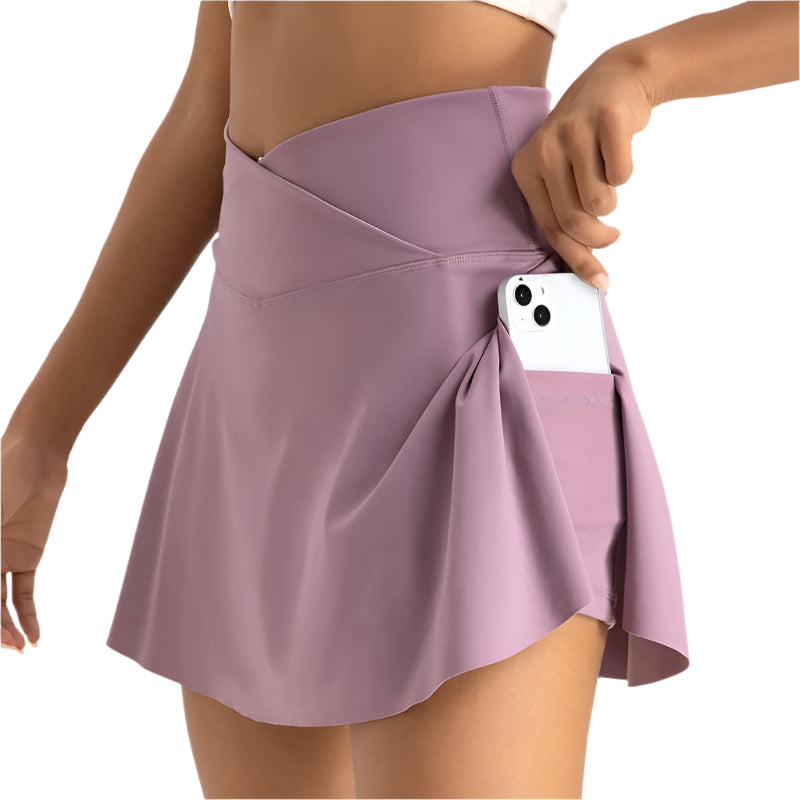 Xooie Fit Women's Athletic Skort in Lilac with Side Pocket for Convenience and Comfort