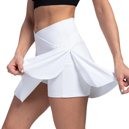 Xooie Fit Women's Athletic Skort in White with Stylish Layered Design for Activewear