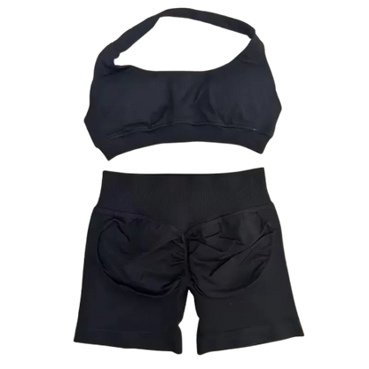 Xooie Fit women's fitness bra shorts set in black for comfortable workout performance