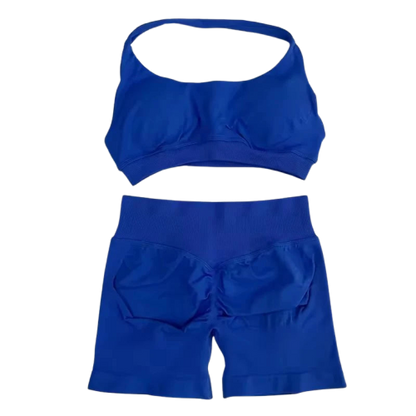 Xooie Fit women's fitness bra shorts set in vibrant blue for comfortable workouts