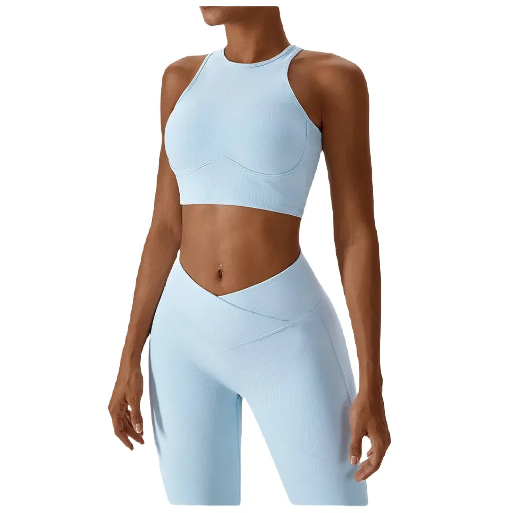 Xooie Fit Women's Fitness Bralette in Light Blue with a Racerback Design for Supportive Comfort