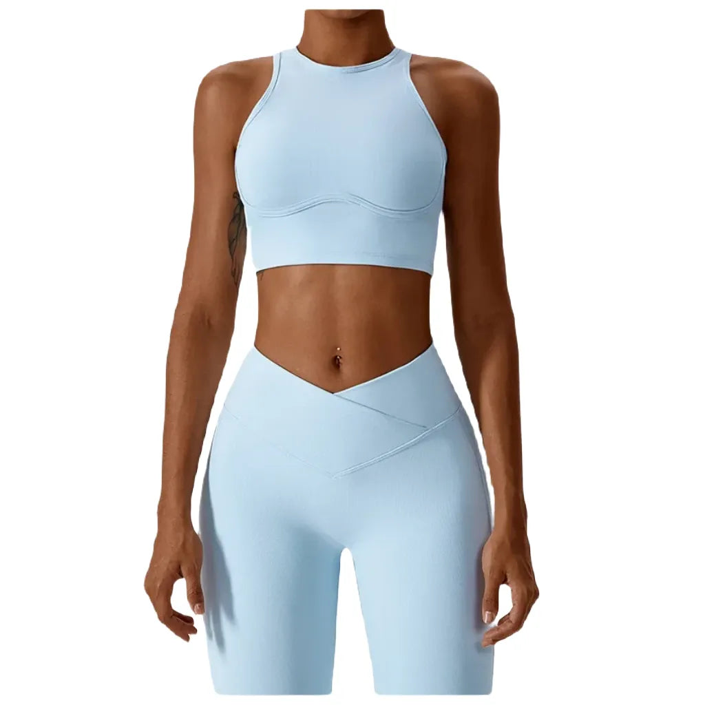 Xooie Fit women's fitness bralette in light blue for comfortable workouts and active wear