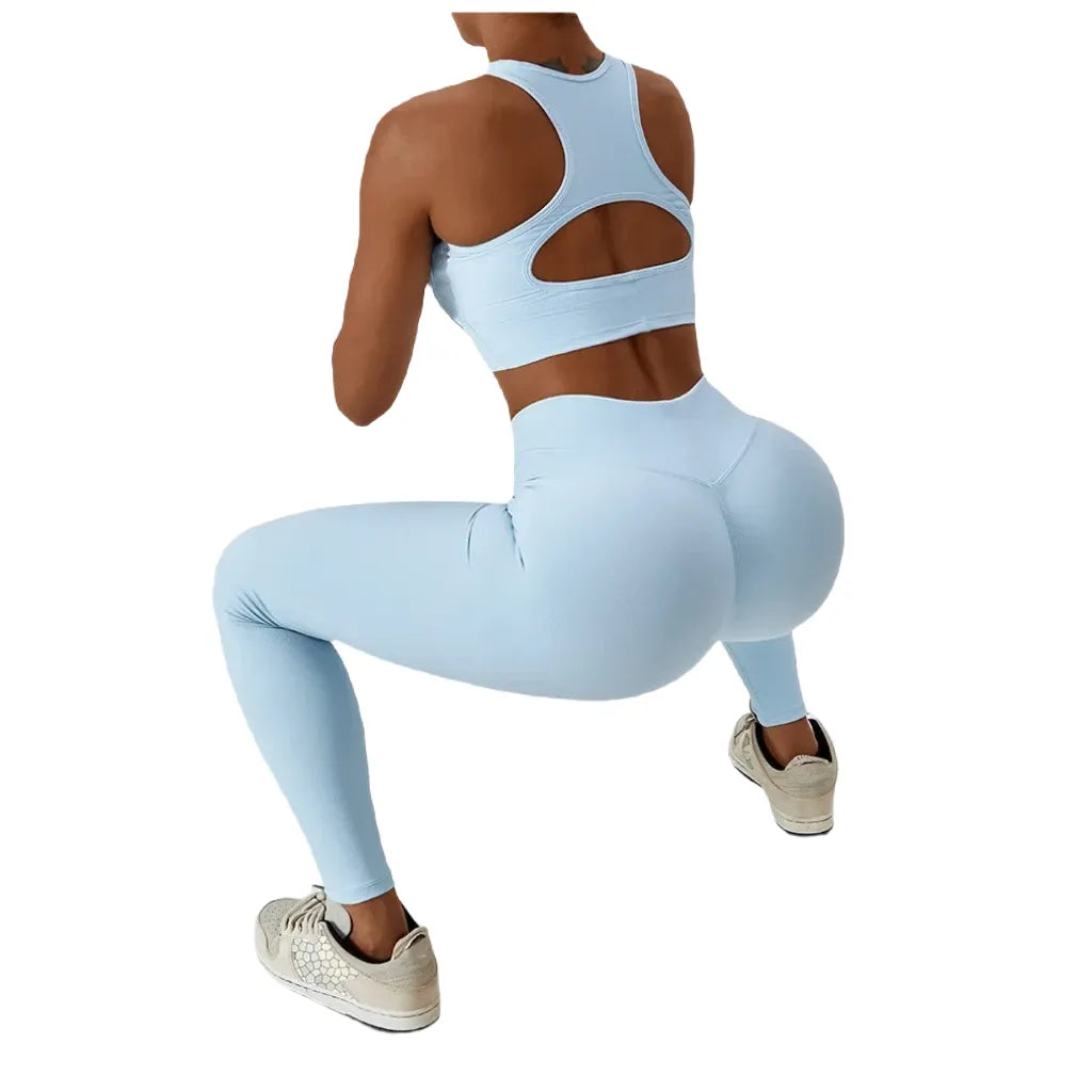 Xooie Fit women's fitness bralette in light blue for comfortable activewear during workouts