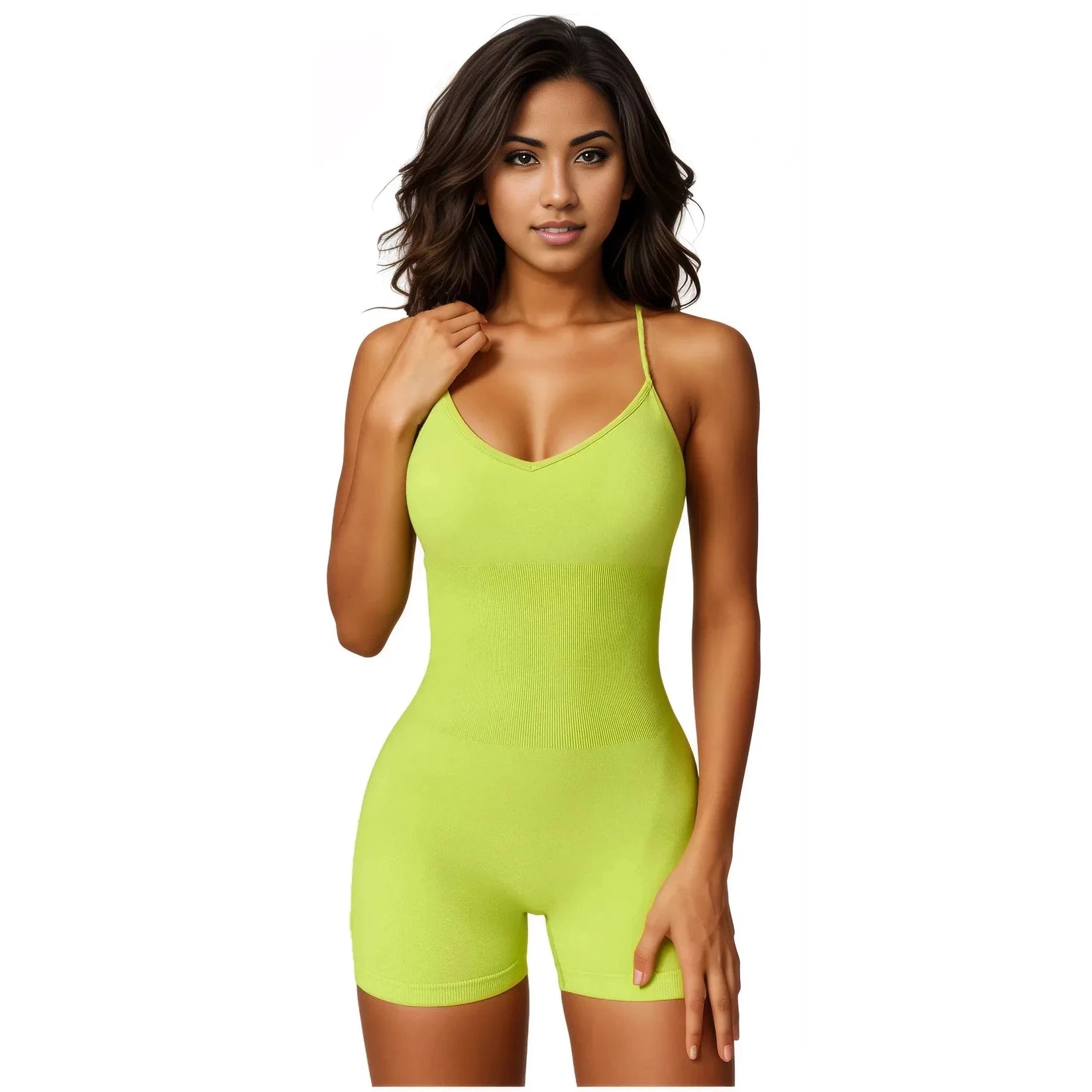 Lime Green Women's Fitness One-Piece by Xooie Fit, perfect for workouts and active wear